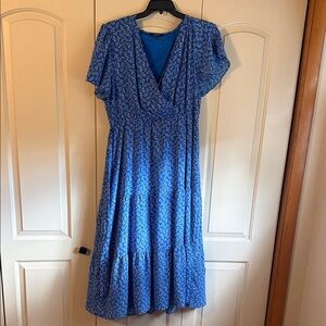 Amazon Blue Patterned Midi Dress